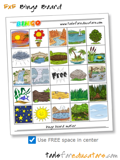 5x5 bingo board with FREE space