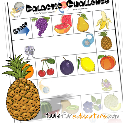 Printable board game maker - Galactic Challenge with fruit images