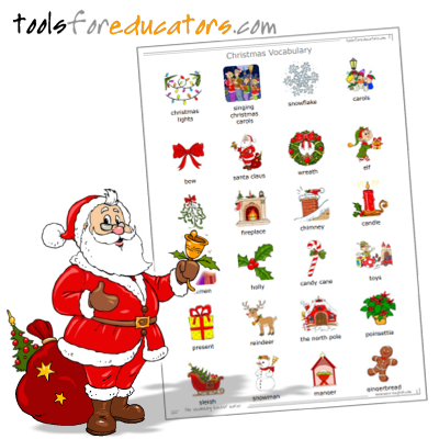 Vocabulary handout maker with Christmas images and word labels